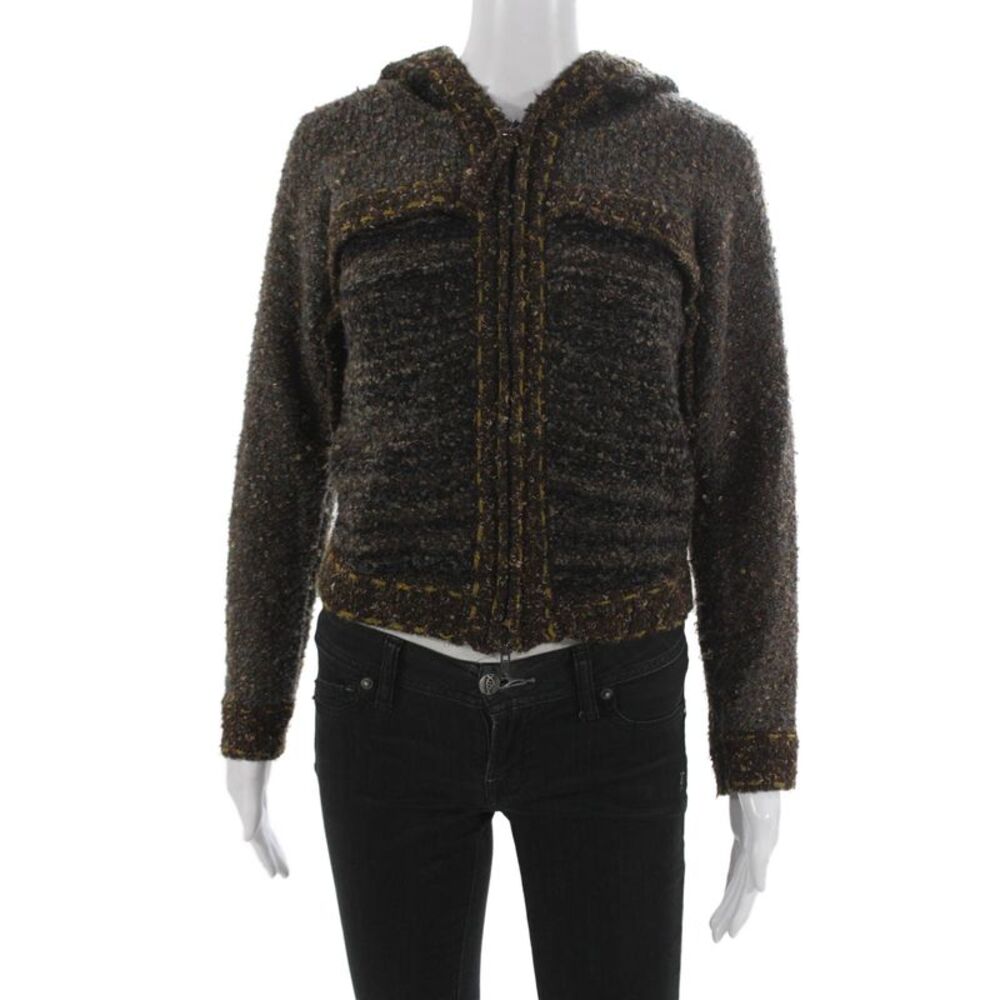 Curio Women Basic Jacket Multicolor Zip Round Neck Long Sleeve Size XS